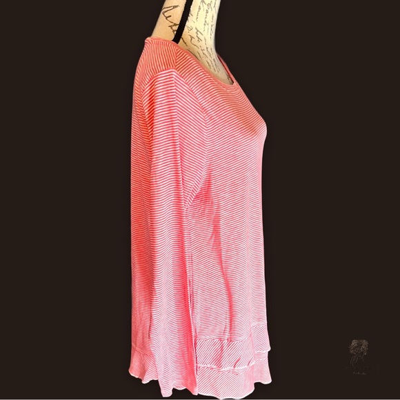 Soft Surroundings Women's 100% Pima Red & White Ruffle Hem Tunic Top L N… - Picture 4 of 11